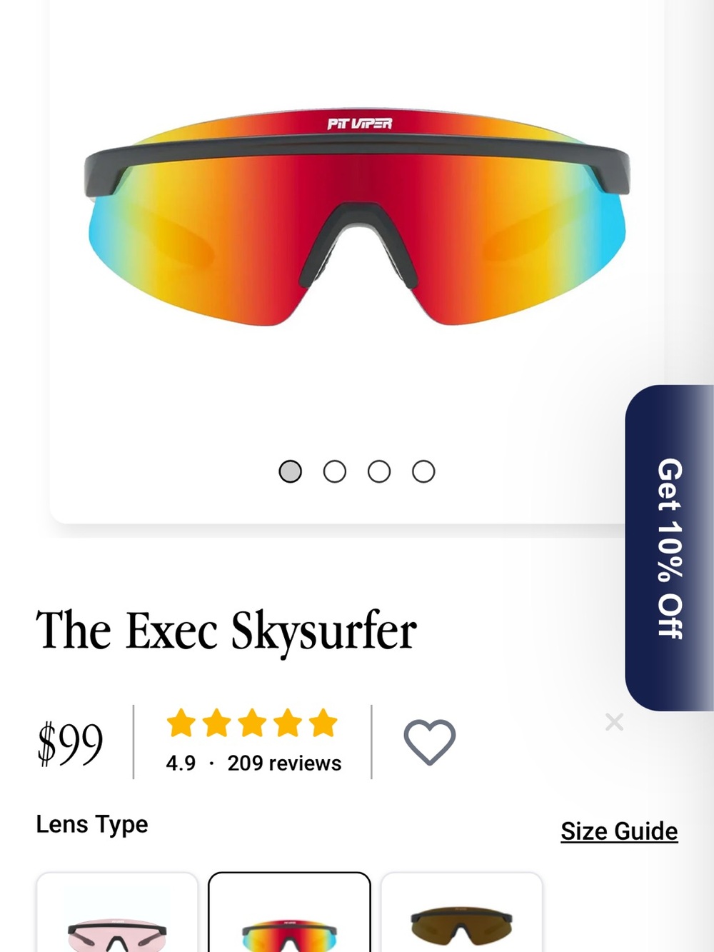Pit Viper Exec Skysurfer Black Frame with Red-Orange Mirrored Lens